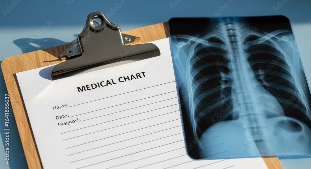 Medical Chart Screen Example Medical Clipboard with Patient Chart and Chest X-Ray Image for ...