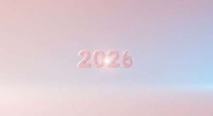 Wall Mural - 2026: Pastel Pink 3D Numerals on Soft Gradient Background - New Year's Minimalist Design