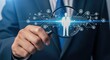 © Generative AI - Human Resources Candidate Search Technology Concept: Businessman with Magnifying Glass Identifying Potential Employee Connections