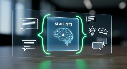 futuristic generative ai agents on a smart glass interface.