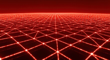 Abstract red binary code grid on a dark background. Network connection data concept. Science technology. Digital big data visualization.