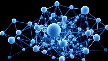 Futuristic interconnected sphere structure in blue and white, symbolizing innovation.