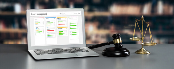 Wall Mural - project planning software for brisk business project management on the computer screen showing timel