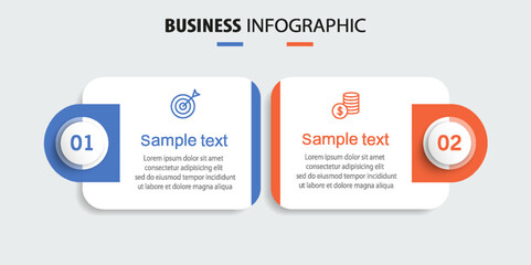 Wall Mural - business infographic template with icons and 2 options or steps