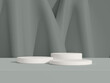 © CreatifyStudio - Slate backdrop with overlapping round podiums for sleek product presentation