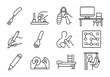 © MarryBerry - Occupational Therapy Icons. Outline icon set of occupational therapy: adaptive tool, fine motor skill, grip