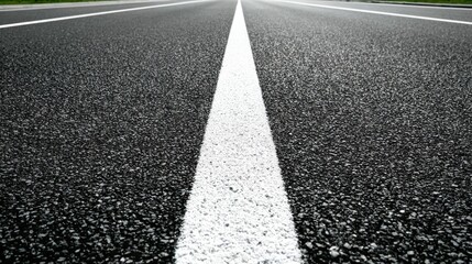 Asphalt Road with White Line Marking: Transportation Infrastructure and Surface Texture