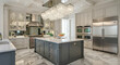 © Hasnain Raza - Luxurious kitchen design with modern appliances and crystal chandelier