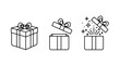 © Ryan - Gift Box Icon Set � Closed, Partially Open, and Open with Sparkles