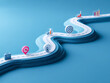 © Kopihijau - Business and career path concept with 3d rendering roadmap, target and location pin.