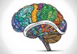 © Autism in Focus - Neurodiversity awareness brain mosaic in rainbow colors with bold central text on white background symbolizing inclusion spectrum diversity and mental health acceptance