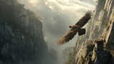 Majestic eagle flight over canyon