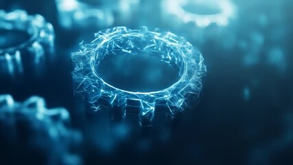 Wall Mural - Abstract Blue Gear Network.
