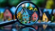 © rista - Miniature houses magnified through magnifying glass