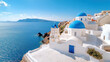© siraphol - Stunning Greek chapel with blue dome overlooking serene sea, creating peaceful atmosphere