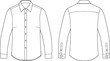 © Nur-Nobin Creations - Flat vector CAD drawing of classic men’s formal shirt, long sleeve, front buttons, cuff detail, collar design, and back yoke