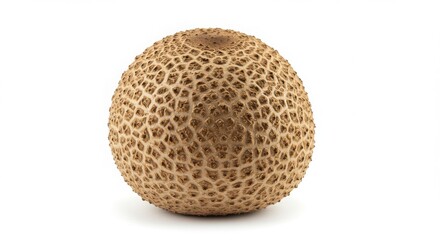 smooth earthball mushroom with speckled surface isolated on a white background displaying its unique shape and texture details for botanical use or study