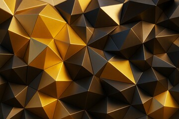 Wall Mural - abstract geometric gold and black pyramid shapes forming modern 3d background with dramatic light an