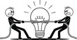 © Tasawar - Tug of war idea concept conflict competition lightbulb struggle