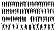 © Waqas - Silhouette collection of diverse people raising their hands in various poses and body positions standing up