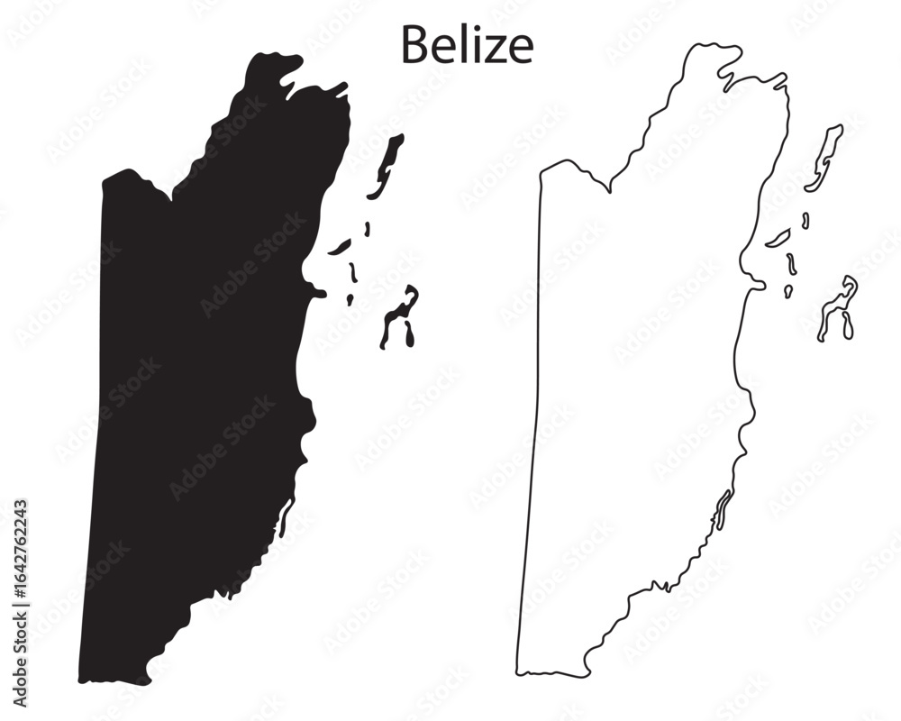 Simple Belize map silhouette vector. Clean black outline of Central ...