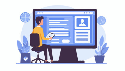 Flat vector illustration of a web developer