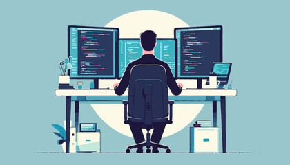 vector illustration of a software developer