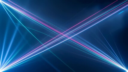 Wall Mural - Dynamic multi-color laser light beams forming abstract patterns on dark background. Digital light rays creating energetic futuristic animation.