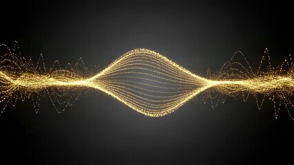 Wall Mural - Abstract light particles creating wavy frequency lines moving in a rhythmic pattern, digital visualization footage.