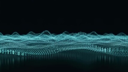 Digital data flow on abstract glowing grid with binary code. Network connection and information technology concept footage.