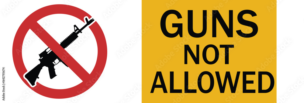 Gun Sign File A sign showing a gun with a red circle and line through it and a sign ...
