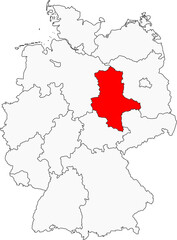  Map of Germany highlighting the state of Saxony Anhalt (sachsen anhalt) . Ideal for projects on its historical cities, Reformation sites, and agricultural landscapes