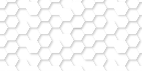 Wall Mural - minimal abstract white hexagonal background. luxury white pattern. futuristic grid honeycomb mosaic 