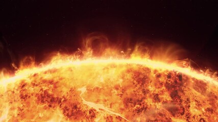 Wall Mural - Solar Flares and Plasma Storm on the Sun Surface Close Up