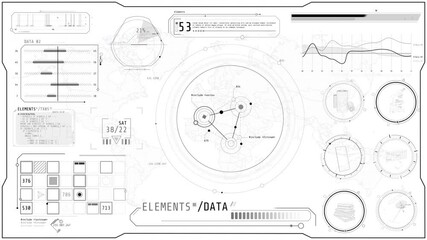Canvas Print - animation of a high-tech interface for working with diverse data