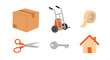 © Moe - Moving Essentials Flat Vector Illustration Set for Real Estate, Relocation Services, and Home Organization Projects, Suitable for Infographics, Educational Material, and Web Design