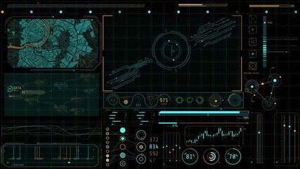 Canvas Print - animated high-tech display for data collection and analysis