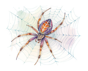 watercolor Spider Web vector illustration isolated on white background