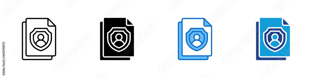 Identity Shield Multi Style Vector Icon Design - document with a person ...