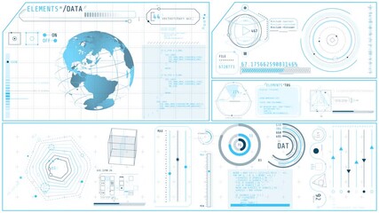Canvas Print - animated high-tech dashboard with global data analysis