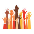 © Abu - Unified Voices: A mosaic of hands raised in a visual metaphor of participation, symbolizing a united front, community involvement, and democratic action.