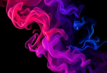 Wall Mural - Abstract swirling red, purple, and blue smoke clouds on black,  swirl,  background