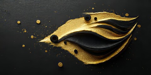 Canvas Print - elegant black and gold wave pattern backdrop for luxury digital designs and stylish motion graphics