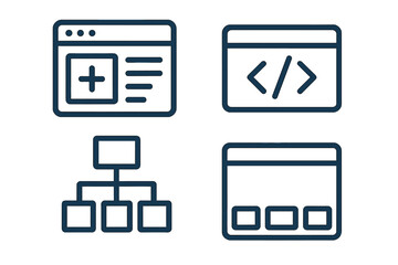 web design elements showcasing coding, layout, and structure in a clean, simple format ideal for dev