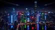 Futuristic metropolis reflecting vibrant illuminations in a captivating urban landscape