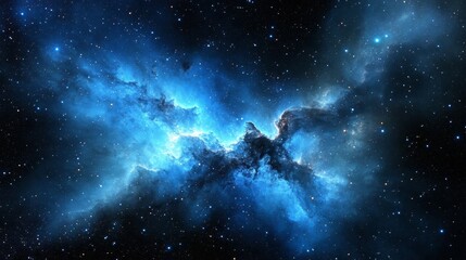 Wall Mural - vast nebula in outer space showcasing vibrant blue and black colors with gaseous clouds and stars
