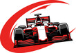 © Tanska - A dynamic red and black Formula 1 race car illustration powerfully conveys the thrilling essence of high-speed motorsport competition.