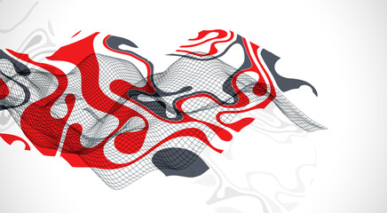 Wall Mural - the abstract wave is made in a frame style. template for science and technology presentation. vector
