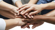 © Ahmadhassan - Diverse group of people stacking their hands together in a sign of unity and teamwork, isolated on transparent background