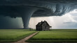 © Hector - A lonely house stands in an open plain as a tornado looms, symbolizing human fragility and the raw, unpredictable power of nature.